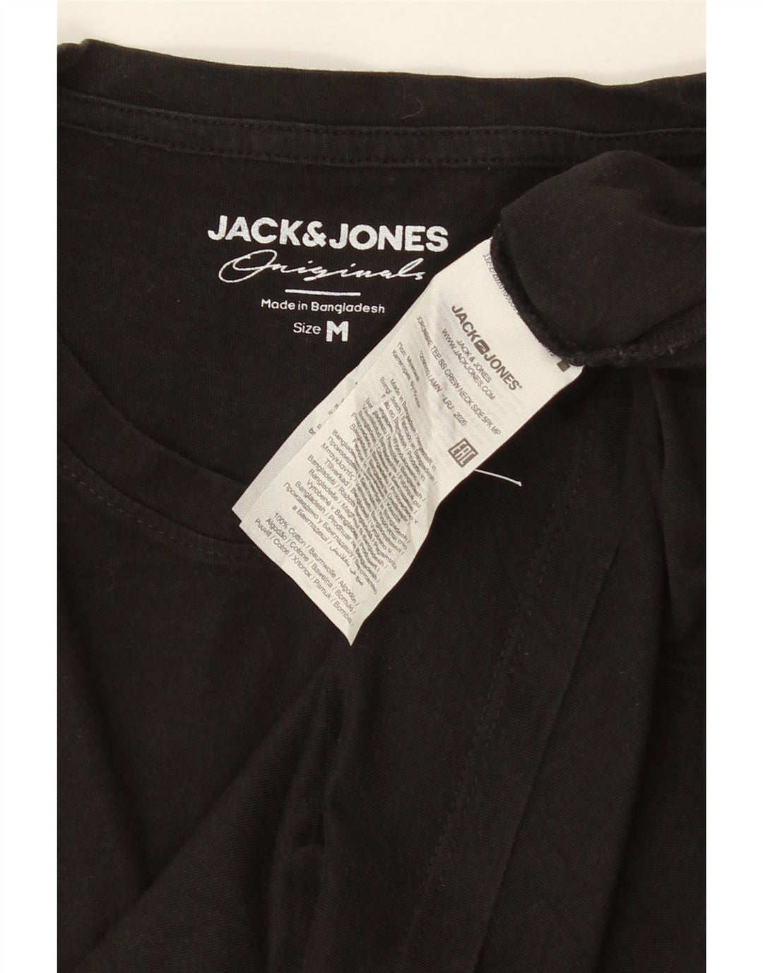 Мужская футболка с рисунком JACK & JONES, топ среднего размера, черный хлопок