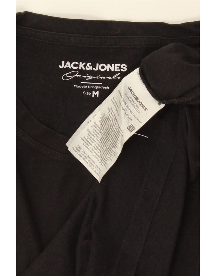 Мужская футболка с рисунком JACK & JONES, топ среднего размера, черный хлопок