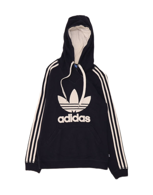 Женский джемпер с капюшоном Adidas UK 10, маленький, темно-синий, хлопковый, спортивный