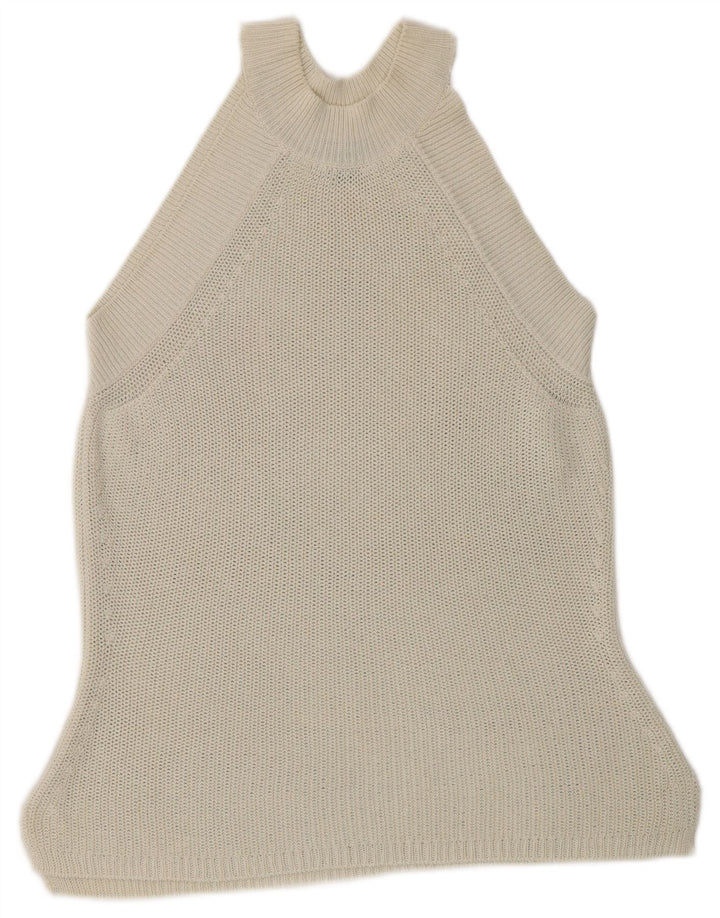 Женский вязаный топ с бретельками Massimo Dutti UK 10, маленький Off White