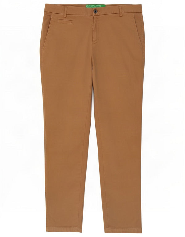 Benetton Женские узкие брюки-чинос UK 12 Medium W32 L28 Коричневый хлопок