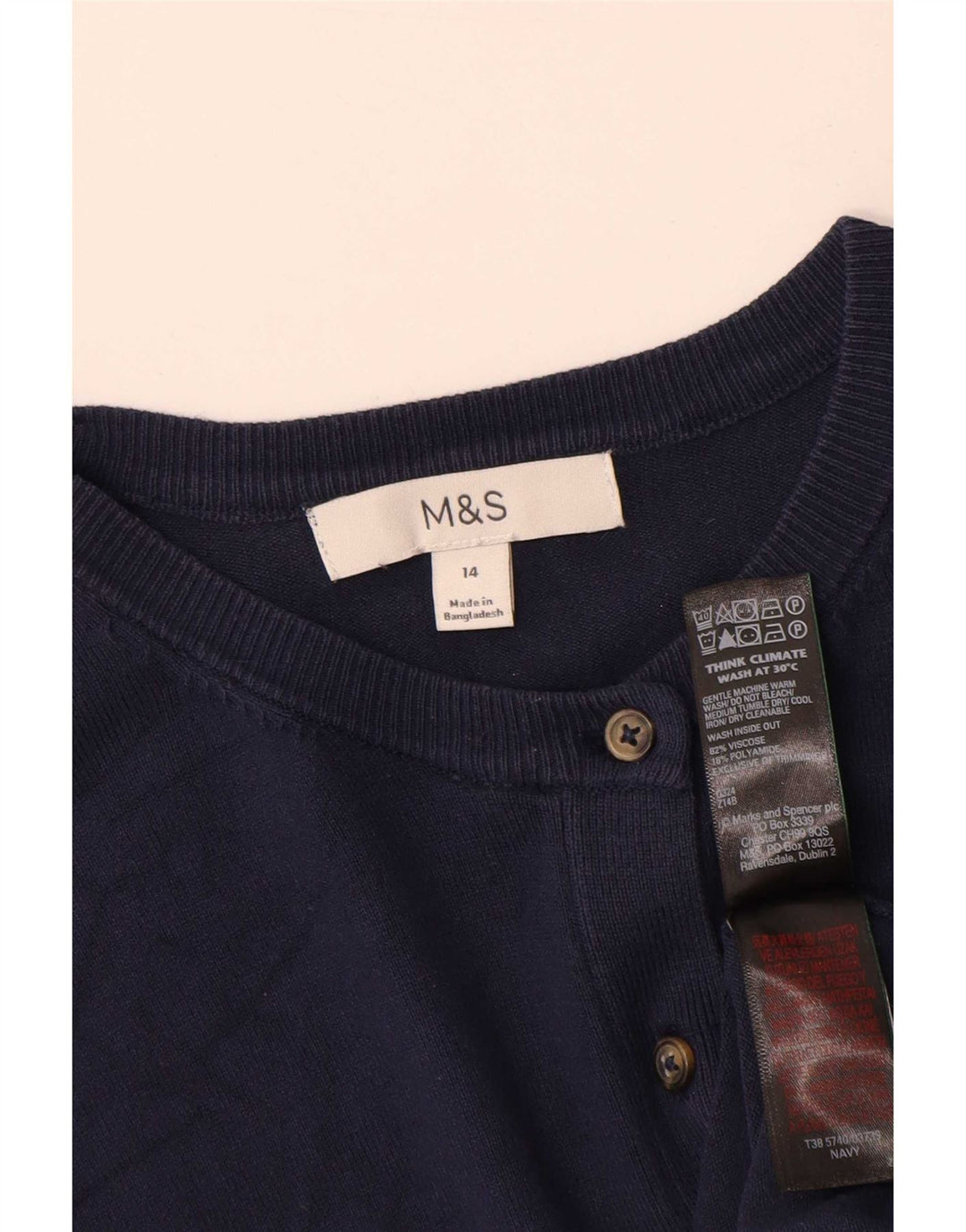 Женский кардиган Marks & Spencer UK 14, средний темно-синий, вискоза