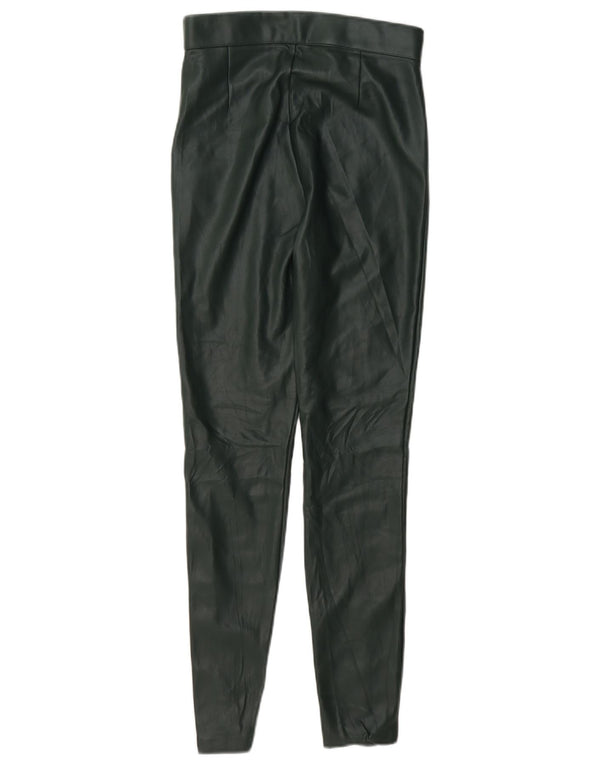 Женские узкие брюки из искусственной кожи Zara XS W24 L28, зеленый полиэстер