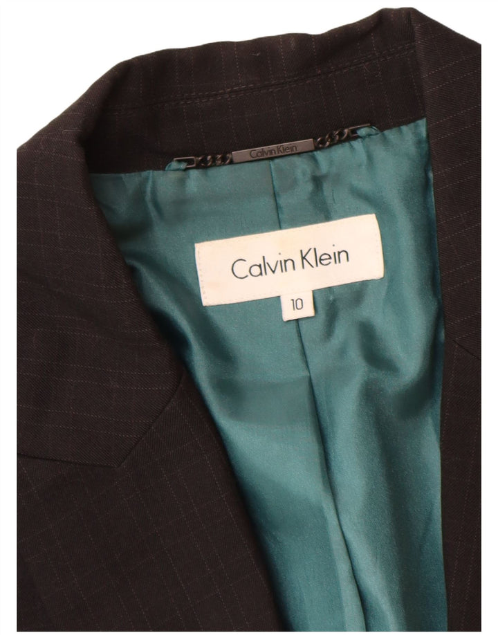 Женский пиджак Calvin Klein UK 10, маленький черный полиэстер в клетку