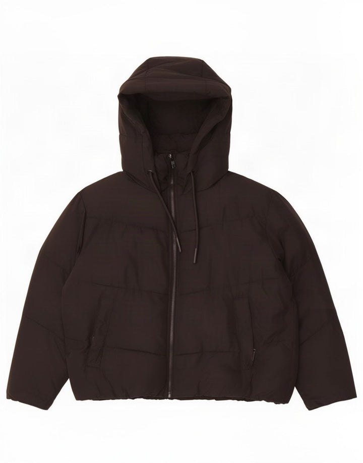Женская утепленная куртка оверсайз с капюшоном Zara UK 10, маленький черный полиэстер