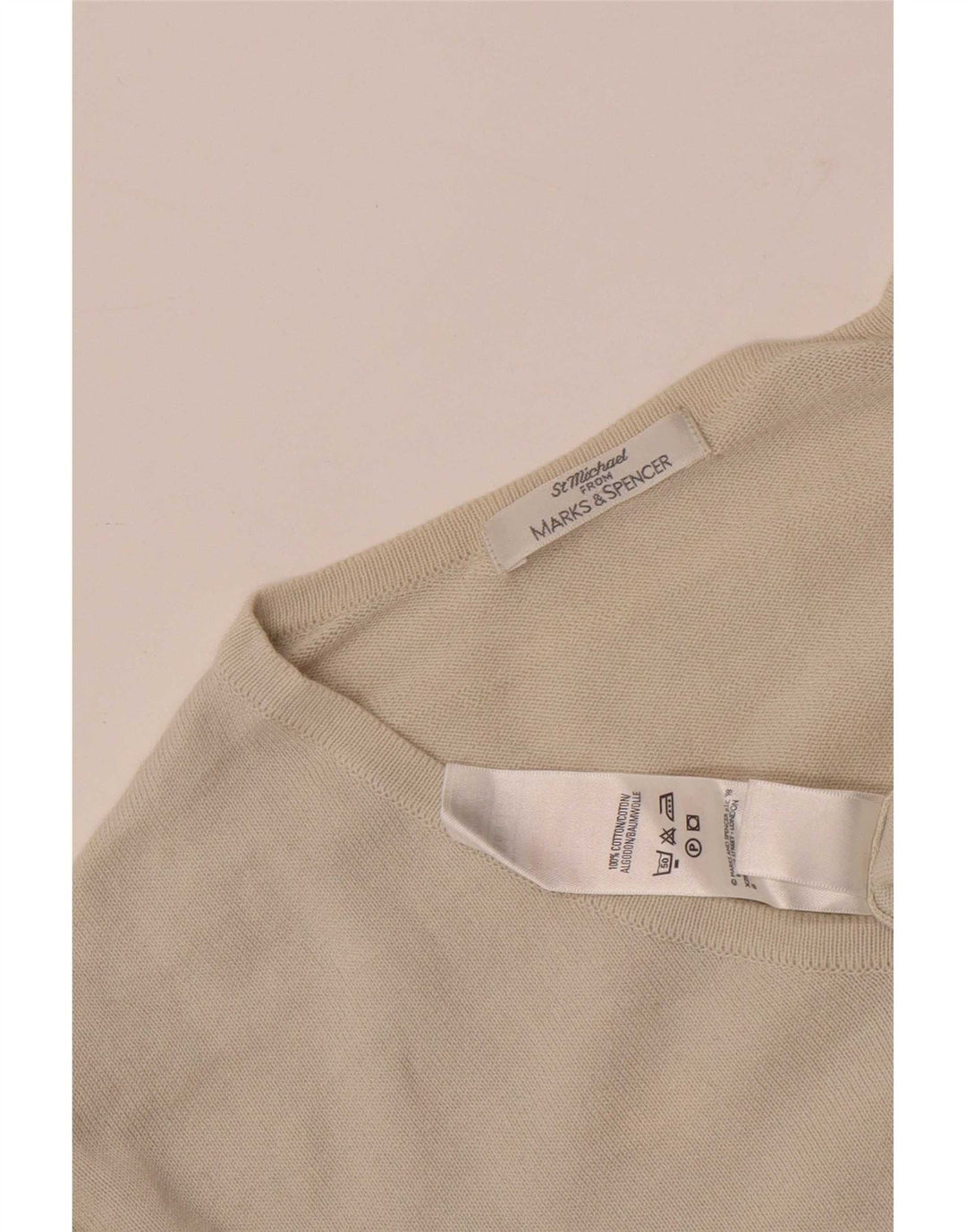 Мужской топ с длинным рукавом Marks & Spencer XL, бежевый хлопок