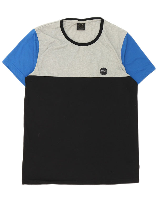 Мужская футболка Oakley Top XL, черная, полиэстер с цветными блоками