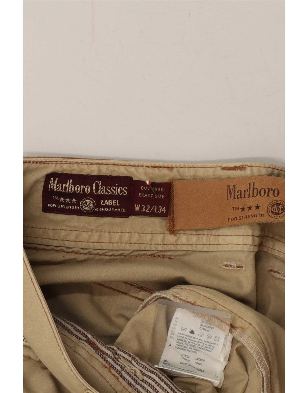 Мужские прямые брюки-карго Marlboro Classics W32 L34, хаки, хлопок