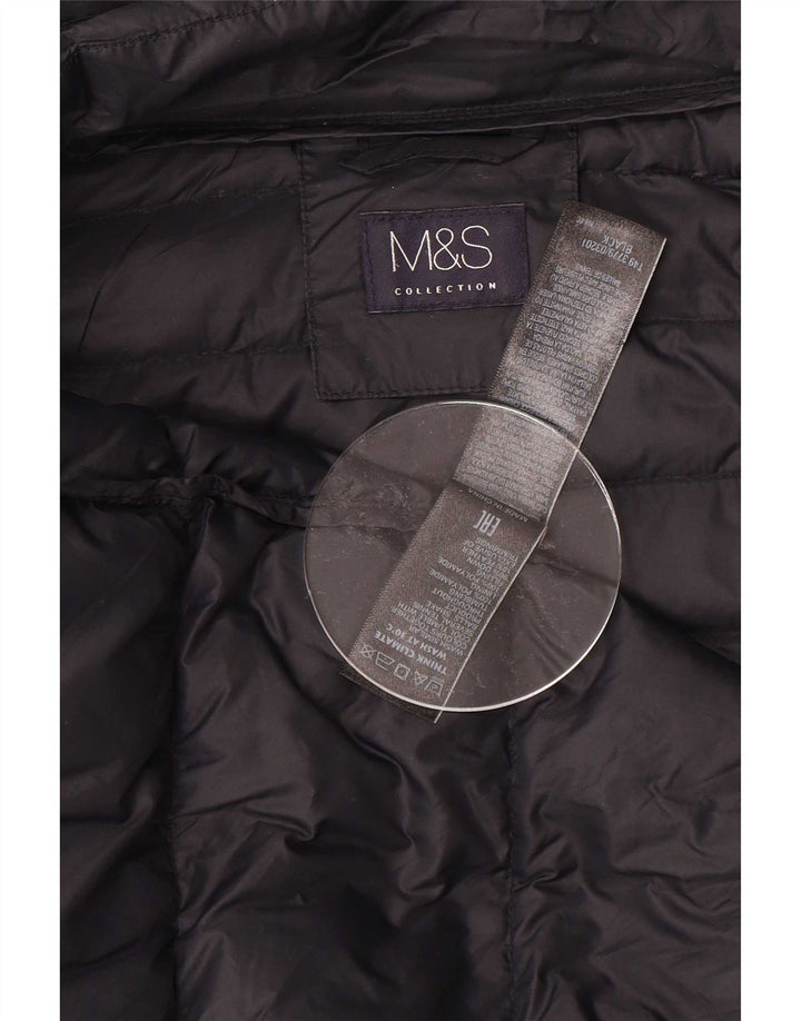 Женское стеганое пальто с капюшоном Marks & Spencer UK 12, средний черный, полиамид