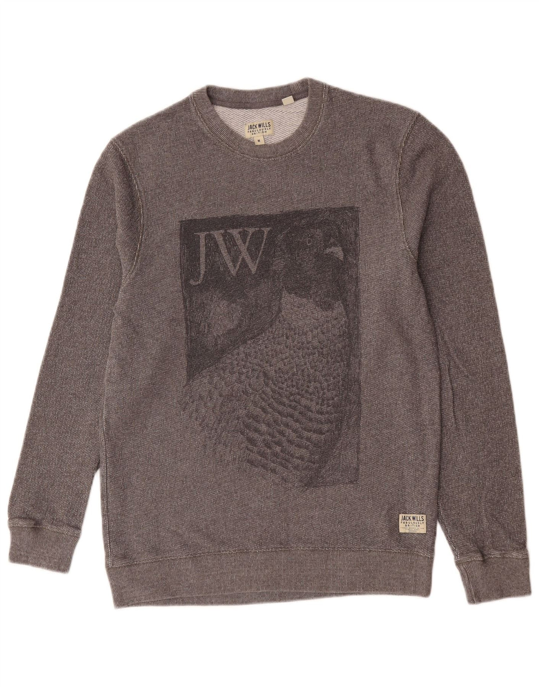 Мужской свитшот с рисунком Jack Wills, хлопковый джемпер среднего серого цвета