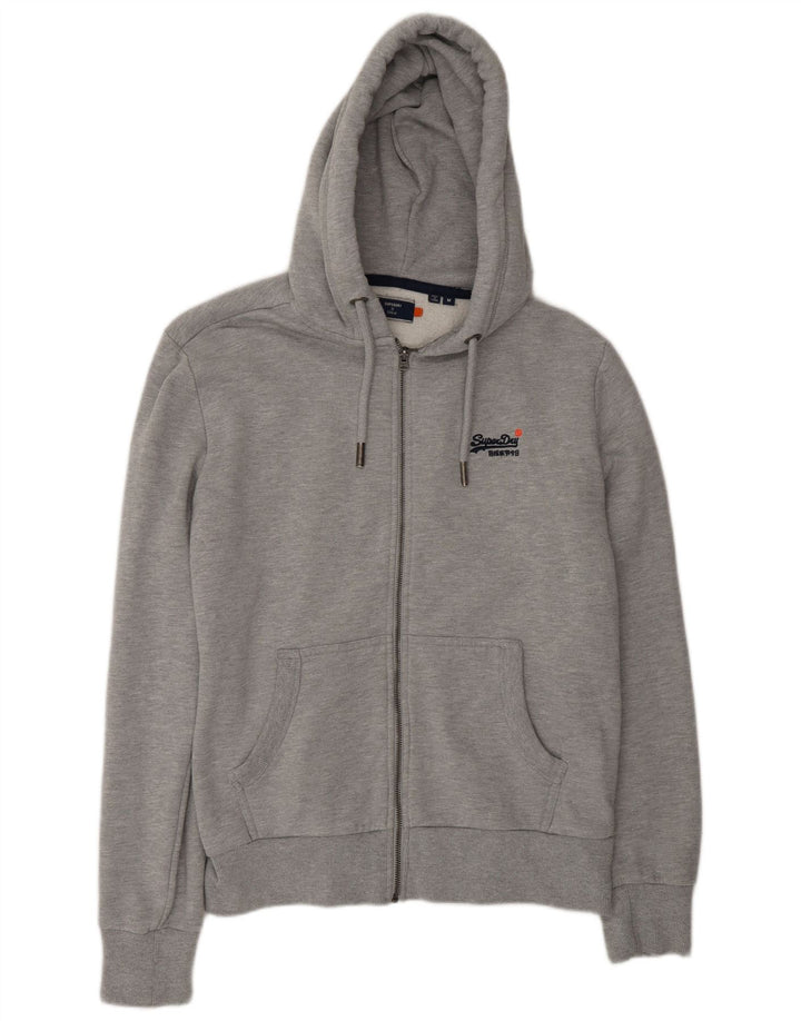 Мужской свитер с капюшоном на молнии Superdry среднего серого цвета, хлопок