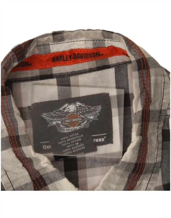 Мужская рубашка Harley Davidson с коротким рукавом и рисунком, XL, серая, хлопковая в клетку