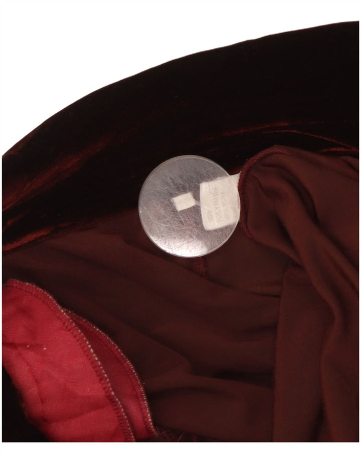 ВИНТАЖНЫЙ женский велюровый пиджак с 3 пуговицами, Великобритания, 10, маленький бордовый цвет