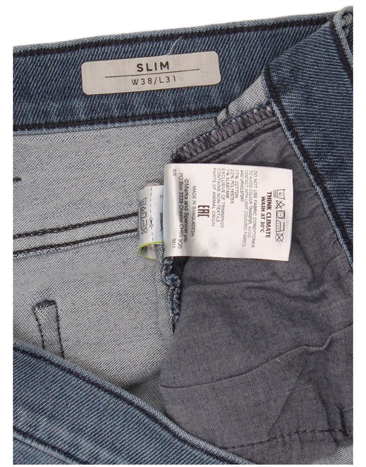 Мужские узкие джинсы Marks & Spencer W38 L31 синие, хлопок