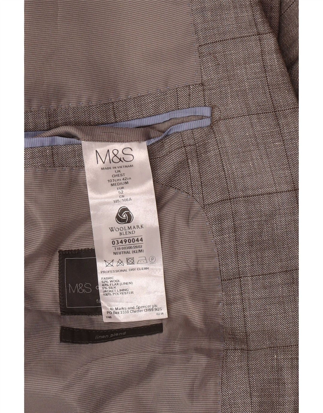 Мужской пиджак строгого кроя Marks & Spencer UK 42, большая серая клетка