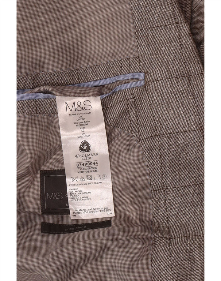 Мужской пиджак строгого кроя Marks & Spencer UK 42, большая серая клетка