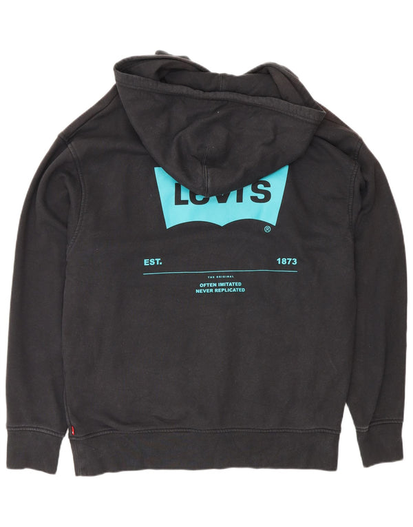 Мужской джемпер свободного кроя с капюшоном Levi's, черный, хлопковый, среднего размера