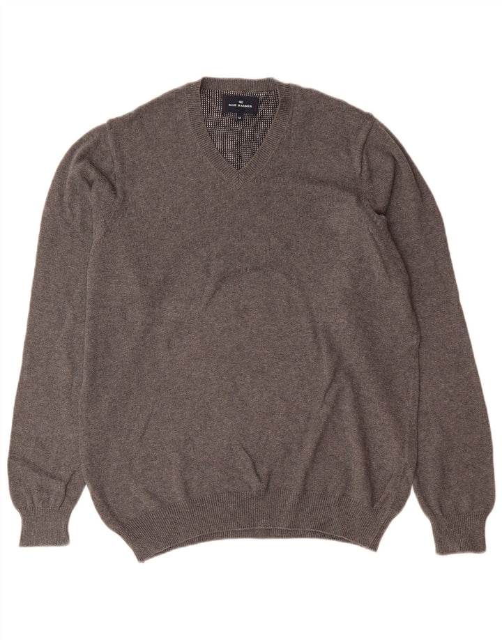Мужской джемпер с v-образным вырезом Mark & Spencer Blue Harbour, хлопковый средний серый цвет