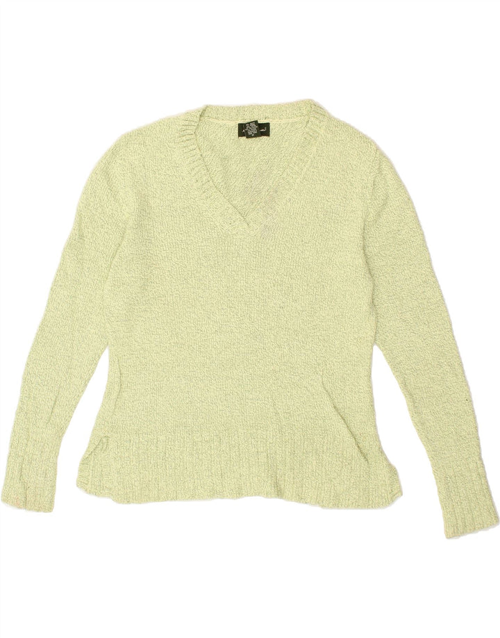 EDDIE BAUER Womens V-Neck Jumper Sweater UK 14 Medium Green Flecked Vintage Eddie Bauer and Second-Hand Eddie Bauer from Messina Hembry 