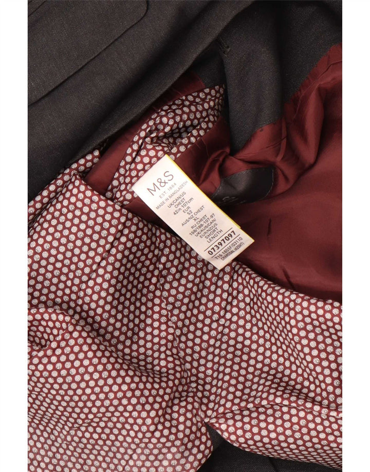 Мужской пиджак на двух пуговицах Marks & Spencer UK 42, большой серый полиэстер