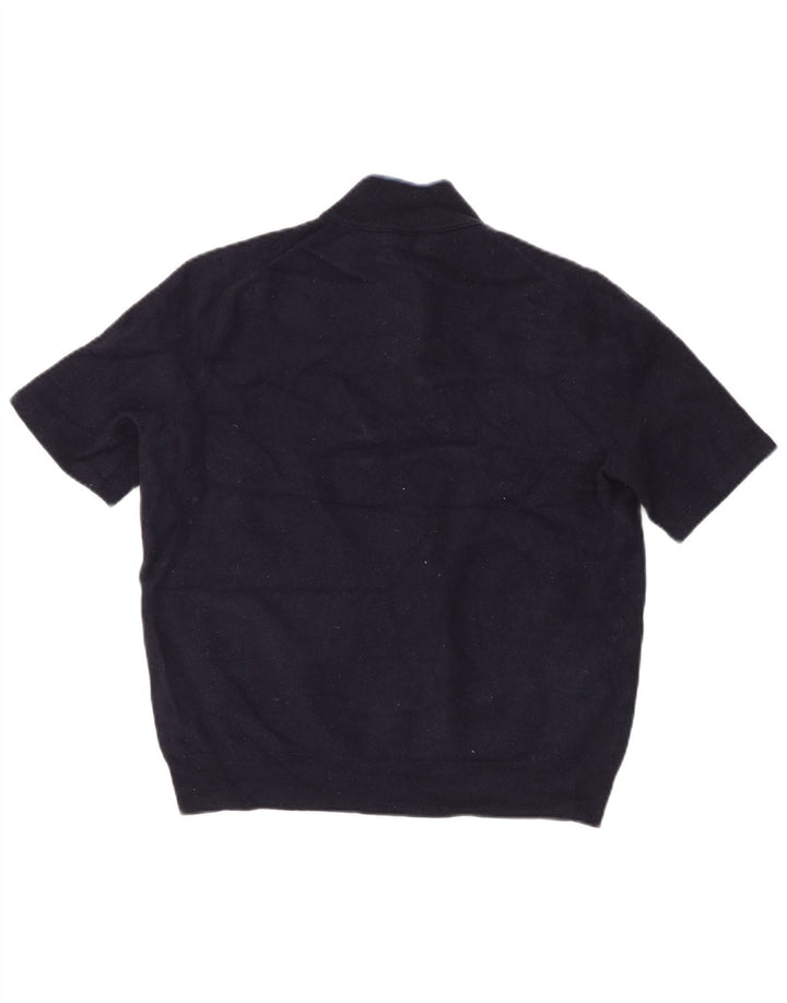 Женский свитер с воротником на молнии Hugo Boss UK 20 2XL Темно-синий из натуральной шерсти