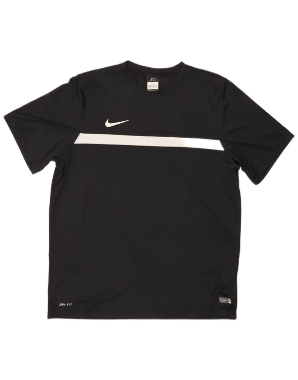 Мужская футболка Nike Dri Fit 2XL, черная, полиэстер с цветными блоками