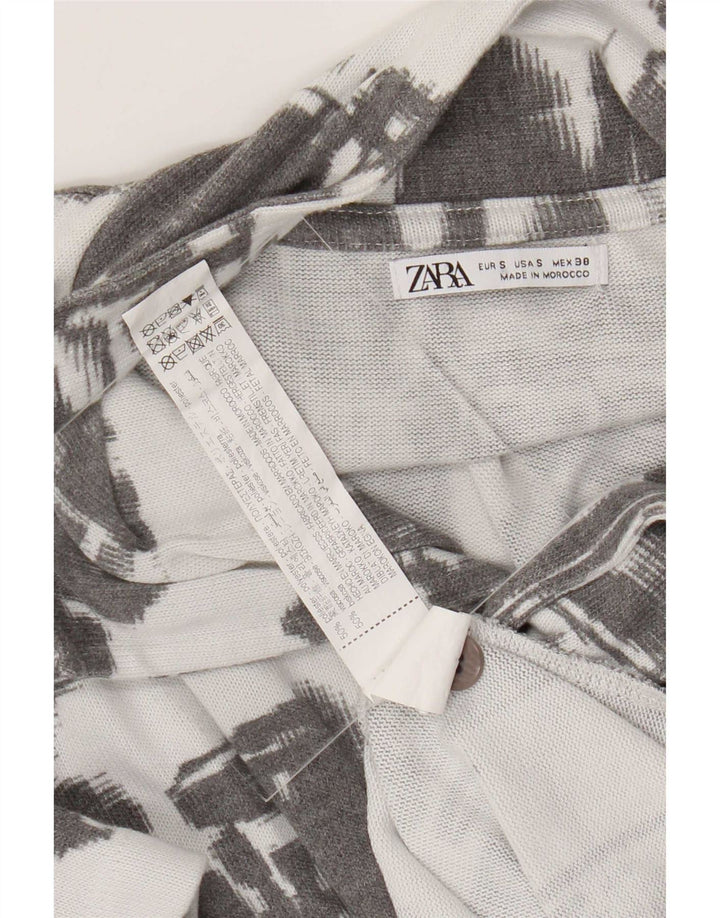 Мужская рубашка с коротким рукавом Zara с абстрактным узором, маленький серый полиэстер