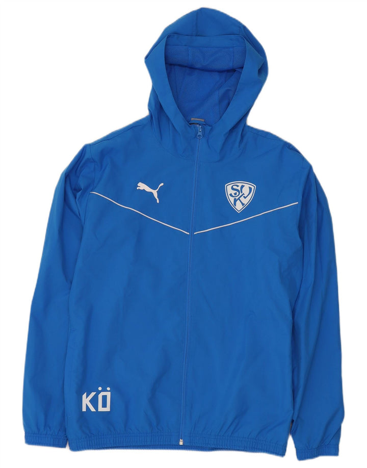 Мужская спортивная куртка с капюшоном и графикой PUMA, средний синий полиэстер