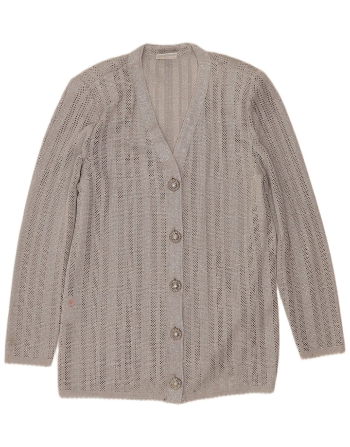 LIOLA Женский кардиган-свитер UK 12 Средне-серый в крапинку из вискозы