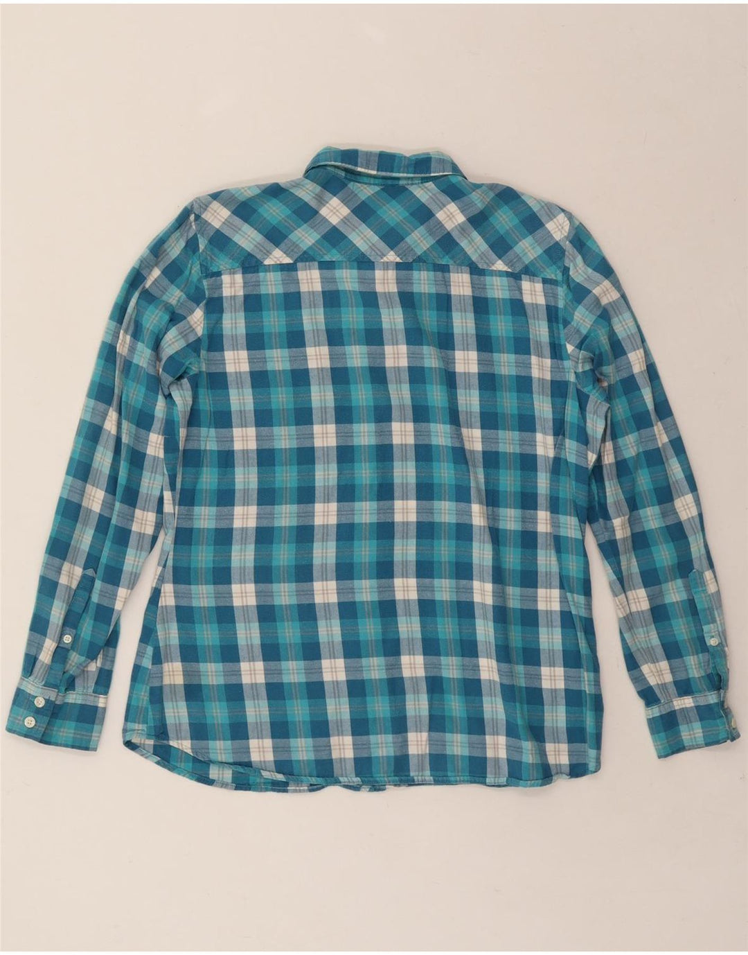EDDIE BAUER Womens Flannel Shirt UK 16 Large Blue Check Cotton Vintage Eddie Bauer and Second-Hand Eddie Bauer from Messina Hembry 