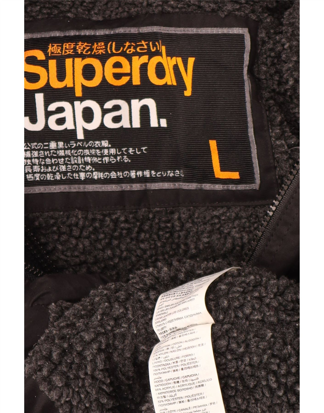 Женская парка Superdry с капюшоном UK 16, большой черный полиэстер