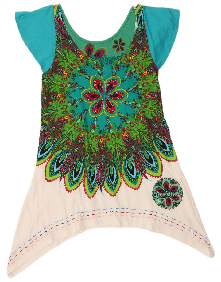 DESIGUAL Женская асимметричная туника с графическим рисунком UK 18 XL Разноцветный цветочный принт