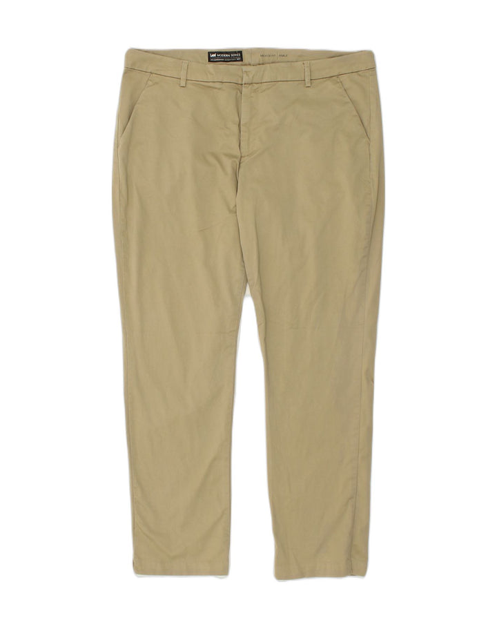 LEE Womens Mid Rise Slim Chino Trousers W38 L29  Khaki Cotton | Vintage Lee | Thrift | Second-Hand Lee | Used Clothing | Messina Hembry 