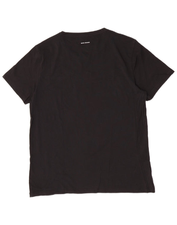 Мужская футболка с рисунком Hugo Boss 2XL, черный хлопок