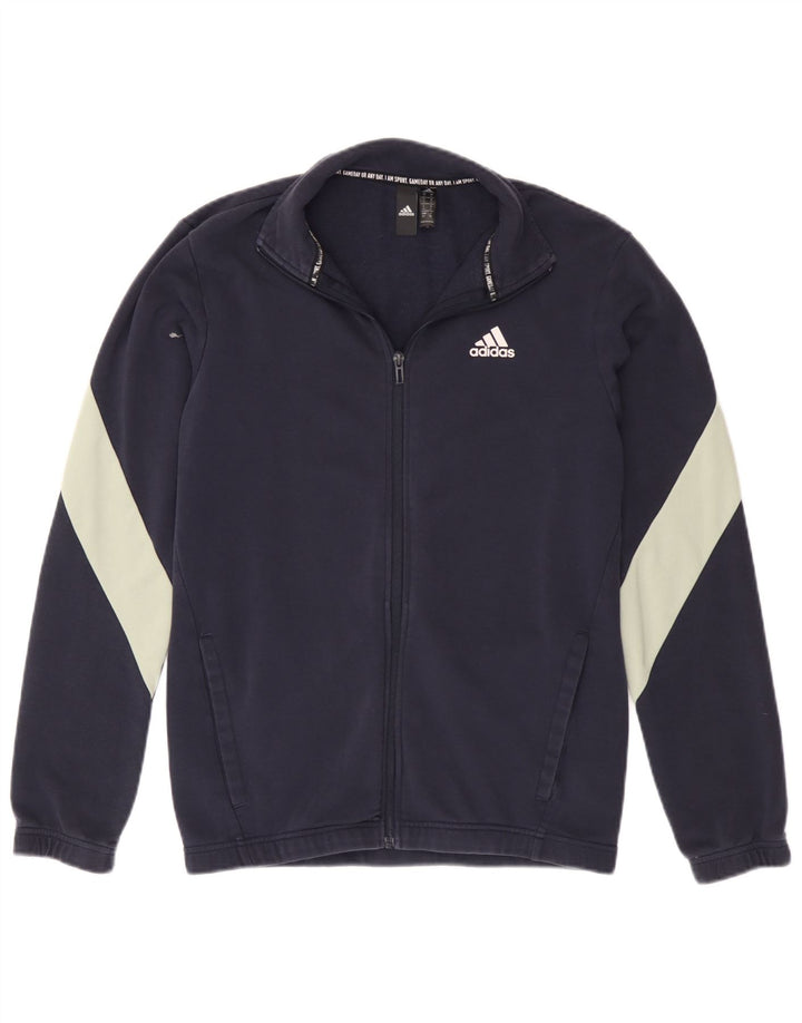 Мужской спортивный костюм Adidas, верхняя куртка, маленький темно-синий, хлопок с цветными блоками
