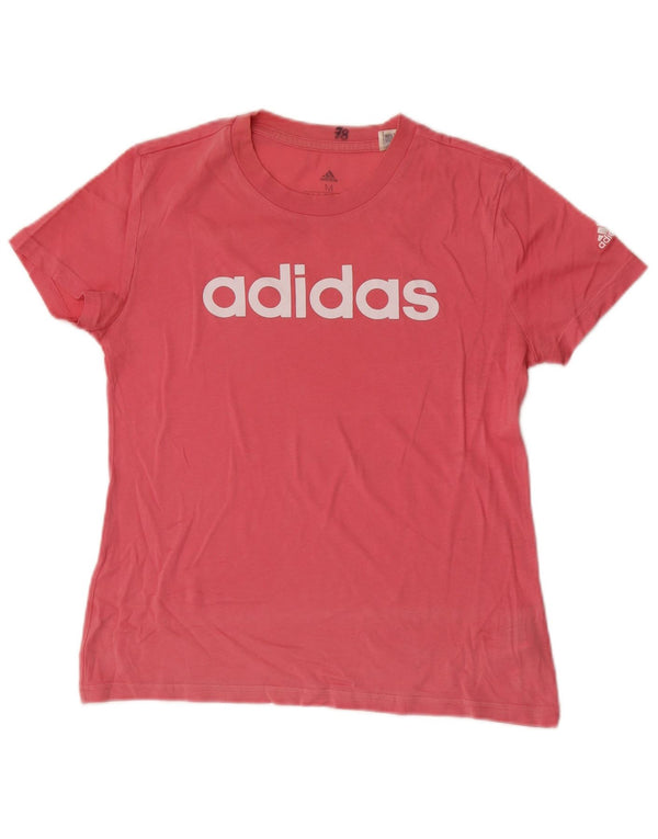 Adidas Женская футболка с рисунком Top UK 12/14 Средний розовый хлопок