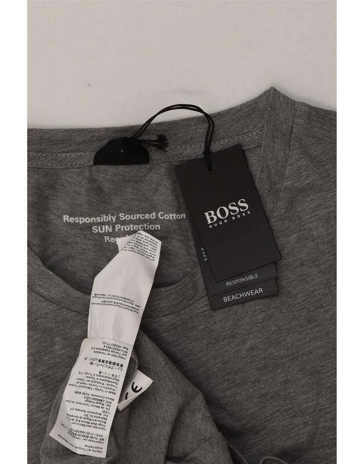 Мужская футболка с рисунком Hugo Boss, большой серый хлопок