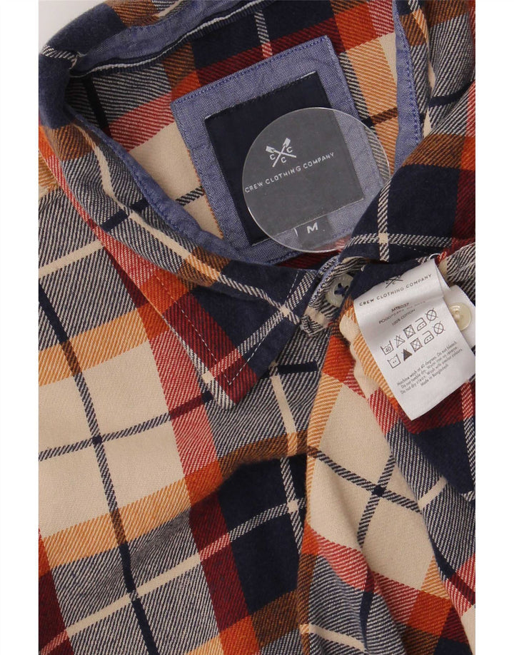 Crew Clothing Мужская фланелевая рубашка среднего размера, темно-синяя клетка, хлопок