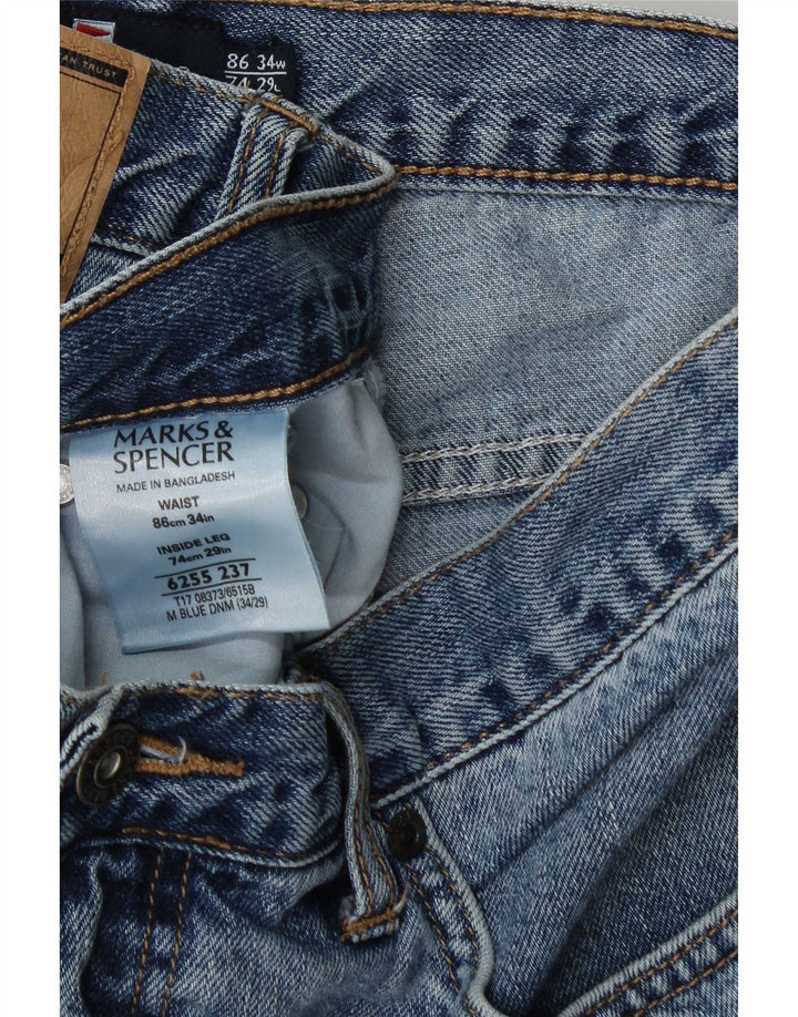 Мужские прямые джинсы Marks & Spencer Blue Harbour W34 L29, синий хлопок