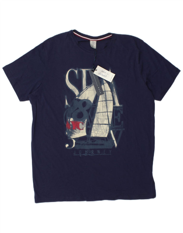 Мужская футболка с рисунком MASH, топ 2XL, темно-синий, хлопок