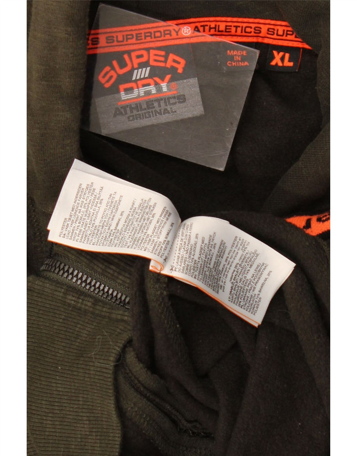 SUPERDRY Мужской свитер с капюшоном на молнии XL, хаки, крапчатый хлопок