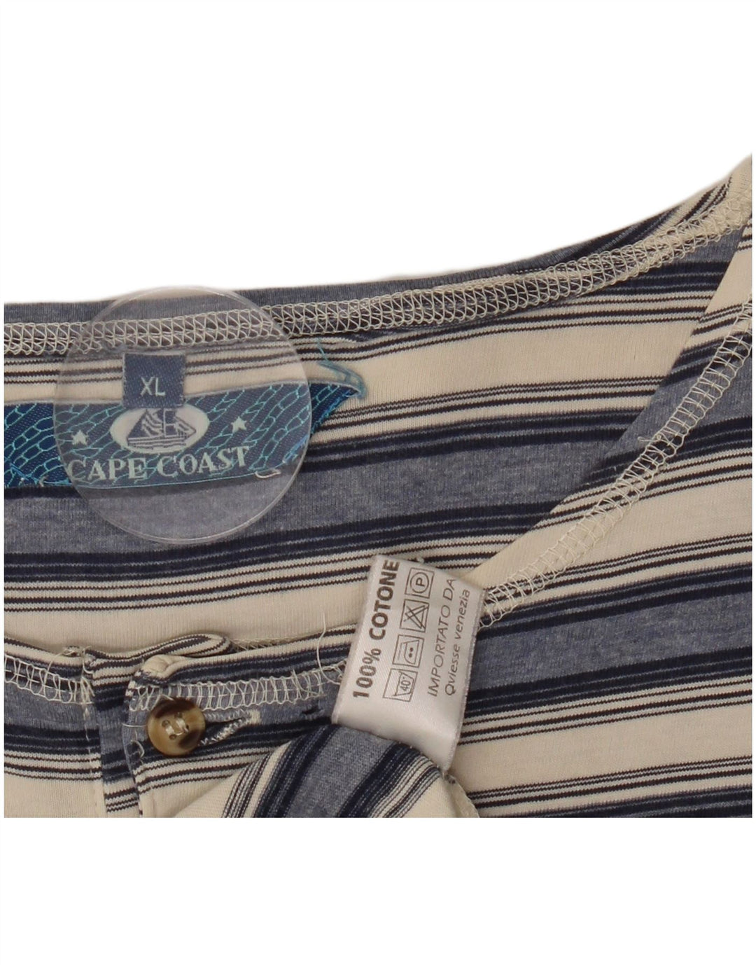 Мужская футболка VINTAGE Top XL из хлопка темно-синего цвета в полоску