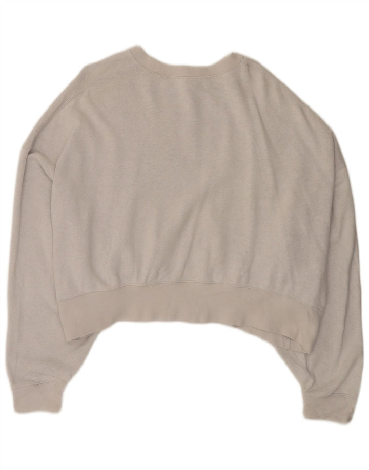 Женский укороченный свитшот большого размера NIKE UK 14, хлопковый средний серый цвет