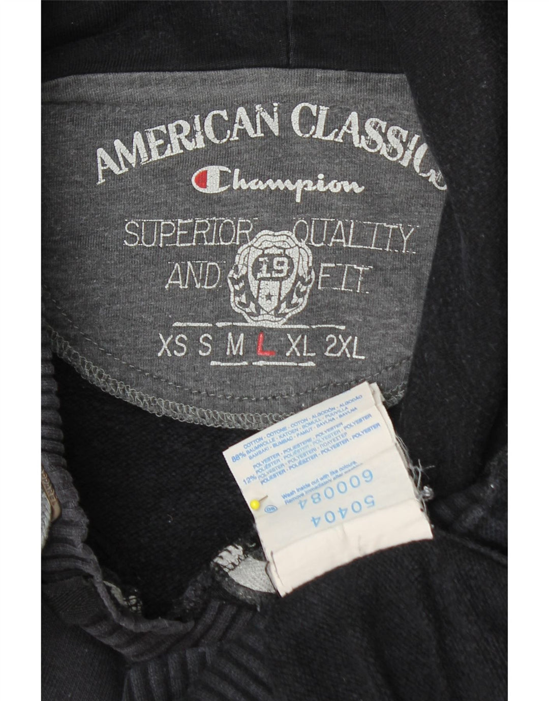 Мужской джемпер с капюшоном CHAMPION с рисунком, большой черный, хлопок