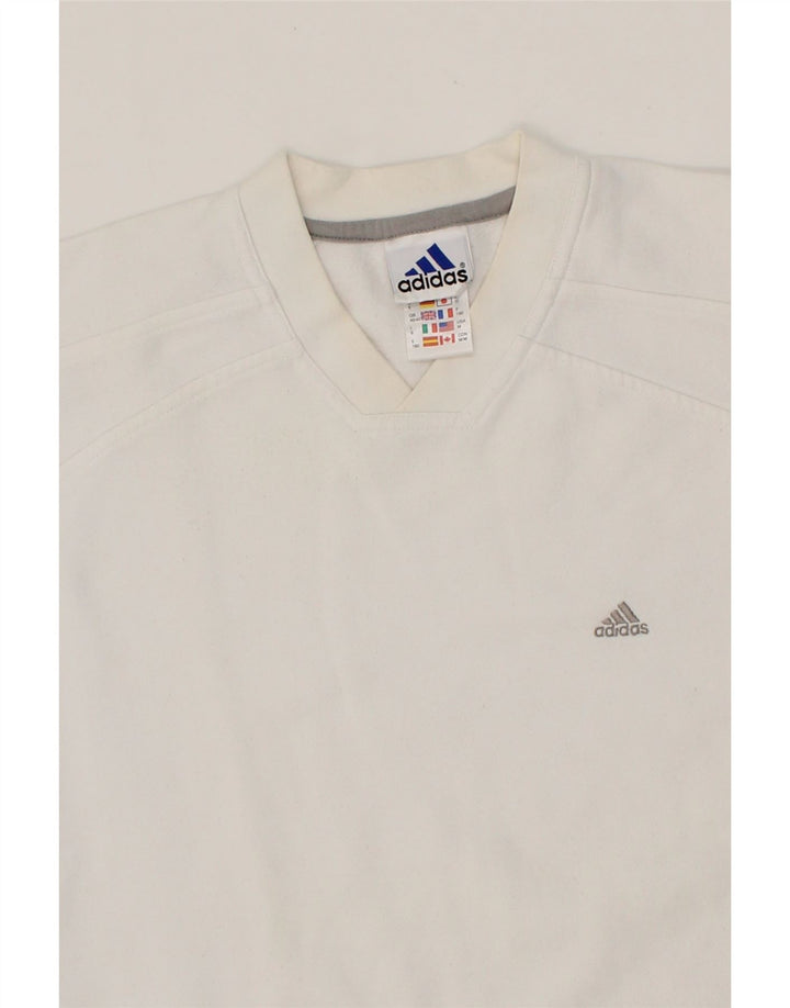 ADIDAS Mens Sweatshirt Jumper UK 40/42 Medium White Cotton Vintage Adidas and Second-Hand Adidas from Messina Hembry 
