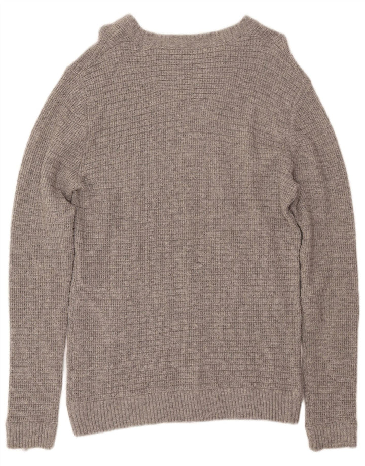 Crew Clothing Мужской свитер с круглым вырезом, большой серый шерстяной свитер
