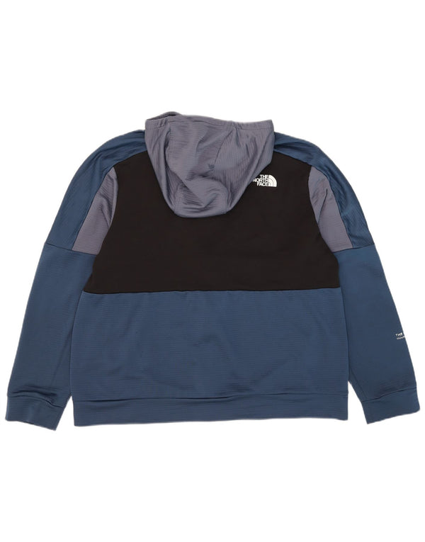 Мужской свитер с капюшоном на молнии The North Face XL, синий полиэстер с цветными блоками