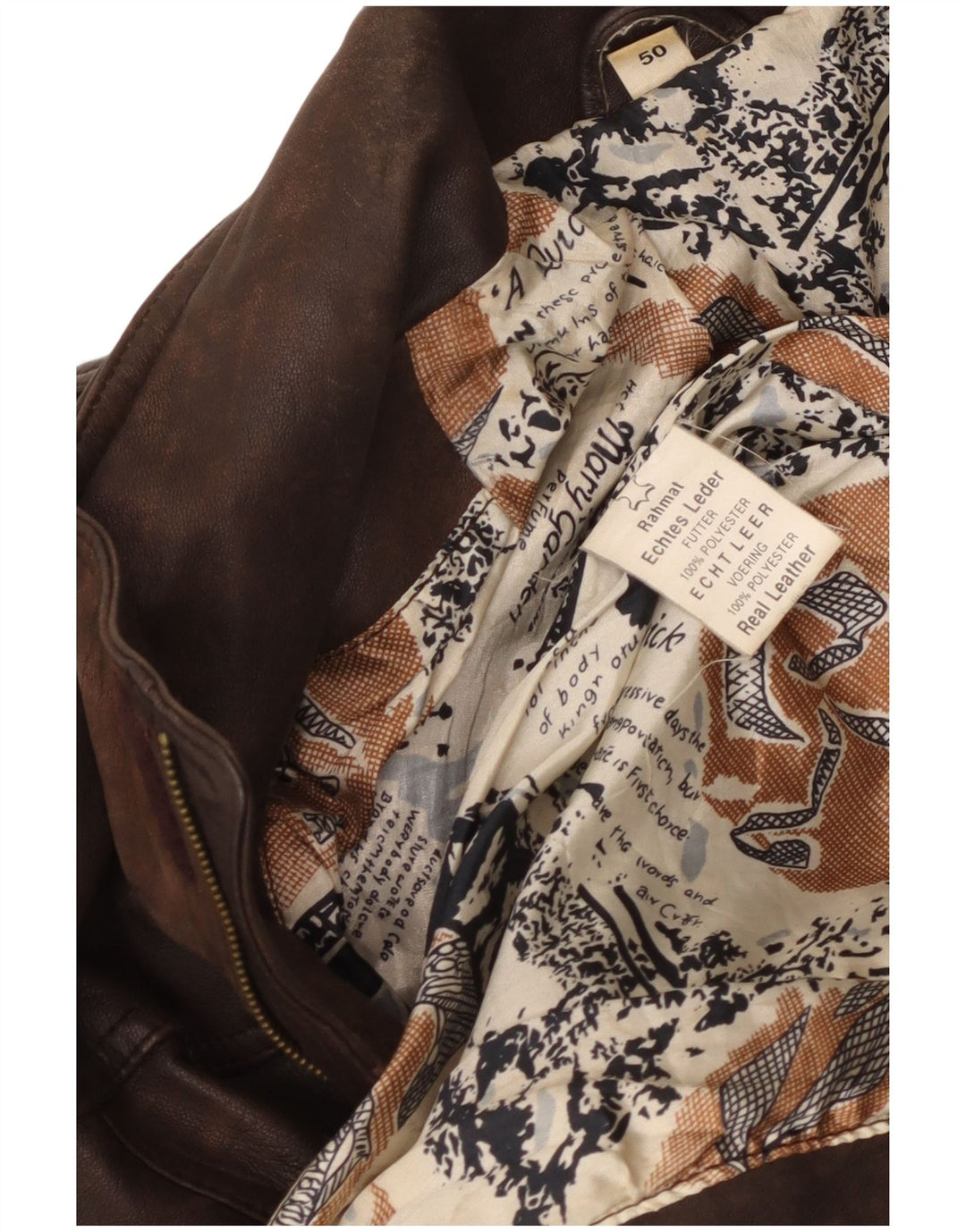 Мужское кожаное пальто VINTAGE EU 50, большое коричневое кожаное