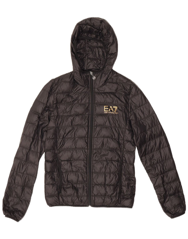 Женская утепленная куртка с капюшоном Emporio Armani UK 6 XS черная из полиамида