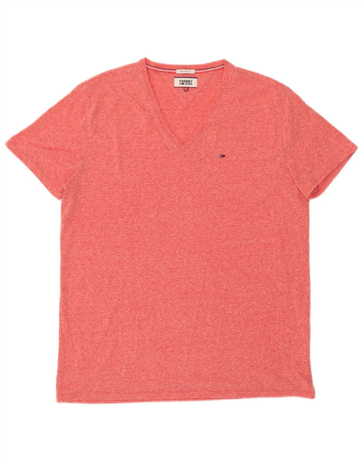 Мужская футболка обычного кроя Tommy Hilfiger Top XL из полиэстера красного цвета в крапинку